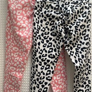 Leopard Print Leggings Set - Pink and Black